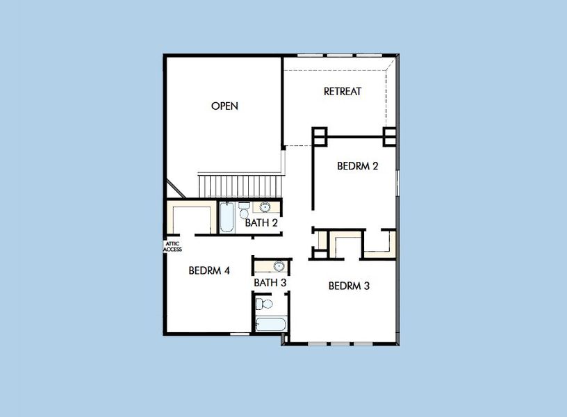 2D floor plan layout for the The Baltimore by David Weekley Homes in Sundance Cove Lakeside - Overlook View Collection, Crosby, TX (Image 6).