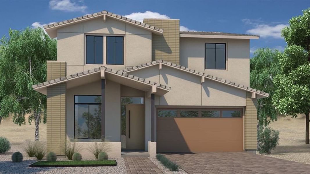 Representative exterior photo of a completed home built from the Residence 3 by Porchlight Homes in Ocotillo Lane, Phoenix, AZ (Image 1).