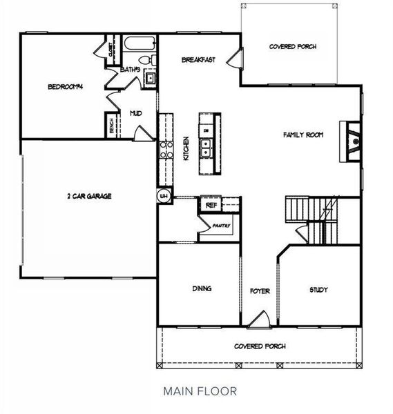 2D floor plan layout of this home in Magnolia Ridge, Monroe, GA (Image 5).