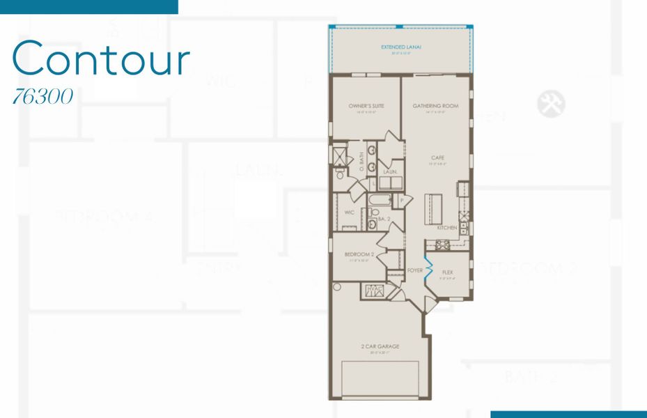 2D floor plan layout of this home in BeachWalk by Manasota Key, Englewood, FL (Image 3).