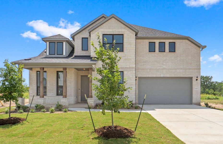 Representative exterior photo of a completed home built from the Ferris by Pulte Homes in Kuempel Estates, Pflugerville, TX (Image 26). Representative exterior photo of a completed home built from the Ferris by Pulte Homes in Kuempel Estates, Pflugerville, TX (Image 26).