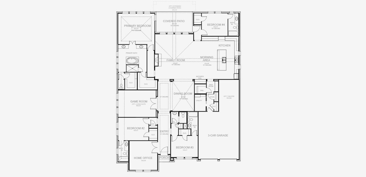 2D floor plan layout for the 3566W by Perry Homes in Jubilee 80', Hockley, TX (Image 4). 2D floor plan layout for the 3566W by Perry Homes in Jubilee 80', Hockley, TX (Image 4).