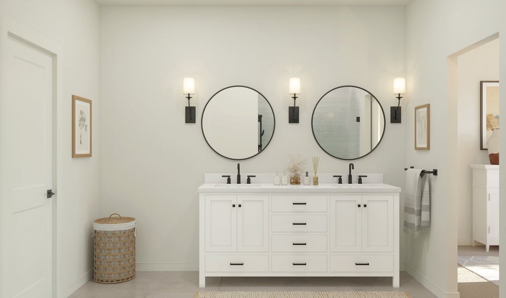 Primary bath with freestanding vanity Primary bath with freestanding vanity
