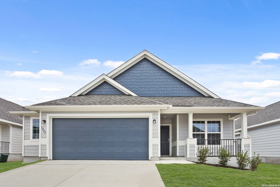 Front exterior of a new home in Swenson Heights, Seguin, TX, highlighting curb appeal (Image 1). Front exterior of a new home in Swenson Heights, Seguin, TX, highlighting curb appeal (Image 1).