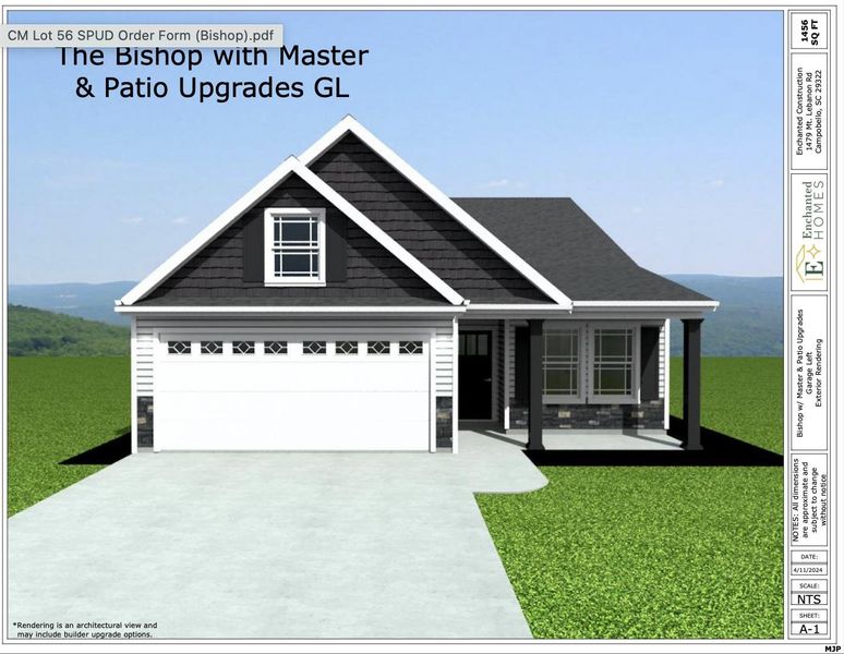 Front exterior of a new home in Cleveland Meadows, Spartanburg, SC, highlighting curb appeal (Image 1). Front exterior of a new home in Cleveland Meadows, Spartanburg, SC, highlighting curb appeal (Image 1).