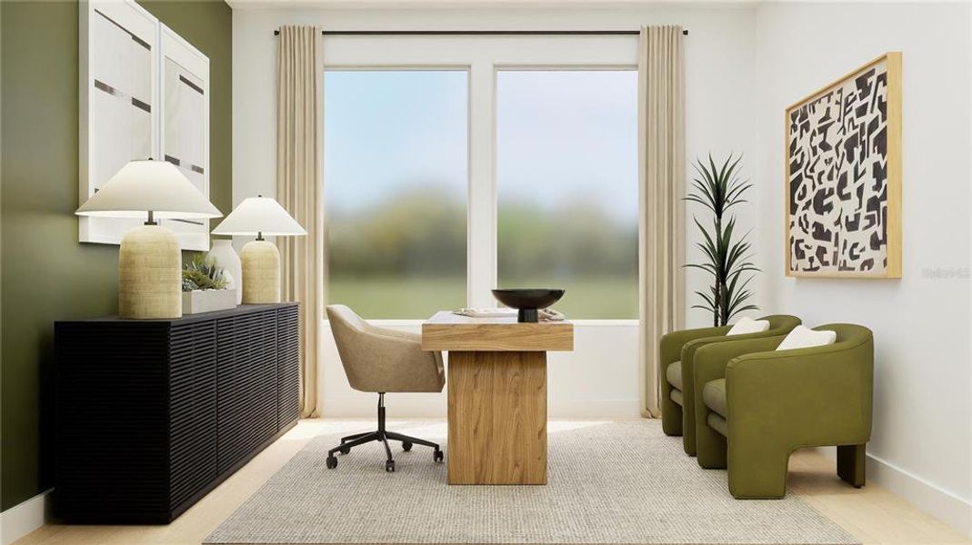 Furnished interior view inside a new home in Sanctuary at Wellness Ridge, Clermont (Image 15). Furnished interior view inside a new home in Sanctuary at Wellness Ridge, Clermont (Image 15).