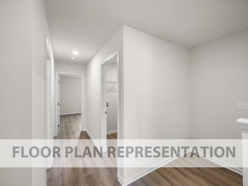 The Griffin 3 Bedroom Townhome Hallway with Laundry | A New Plan by Ivey Homes