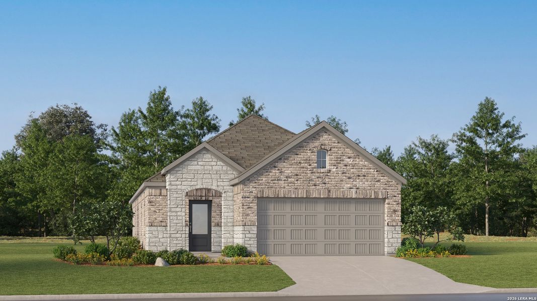 Front exterior of a new home in Juniper Ranch, Spring Branch, TX, highlighting curb appeal (Image 24).