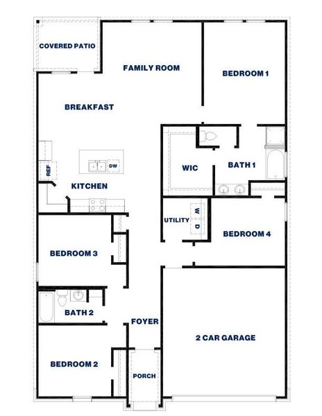 2D floor plan layout of this home in Chapel Lakes 50's, Montgomery, TX (Image 5).
