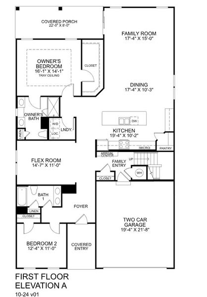 2D floor plan layout for the Palladio 2 Story by Ryan Homes in Lakes at Riverbend Single Family Homes, Navassa, NC (Image 3).