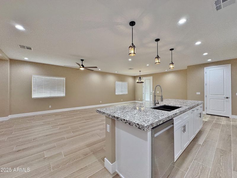 Great room from kitchen