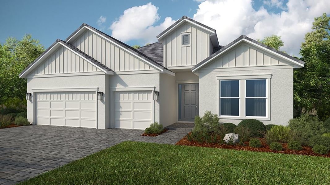 Representative exterior photo of a completed home built from the Cascata by Taylor Morrison in Esplanade at Kingston, Estero, FL (Image 21). Representative exterior photo of a completed home built from the Cascata by Taylor Morrison in Esplanade at Kingston, Estero, FL (Image 21).