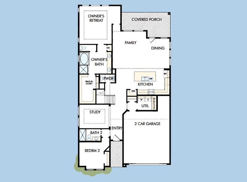 2D floor plan layout for the The Violet by David Weekley Homes in Headwaters 50' - Executive Series, Dripping Springs, TX (Image 4).