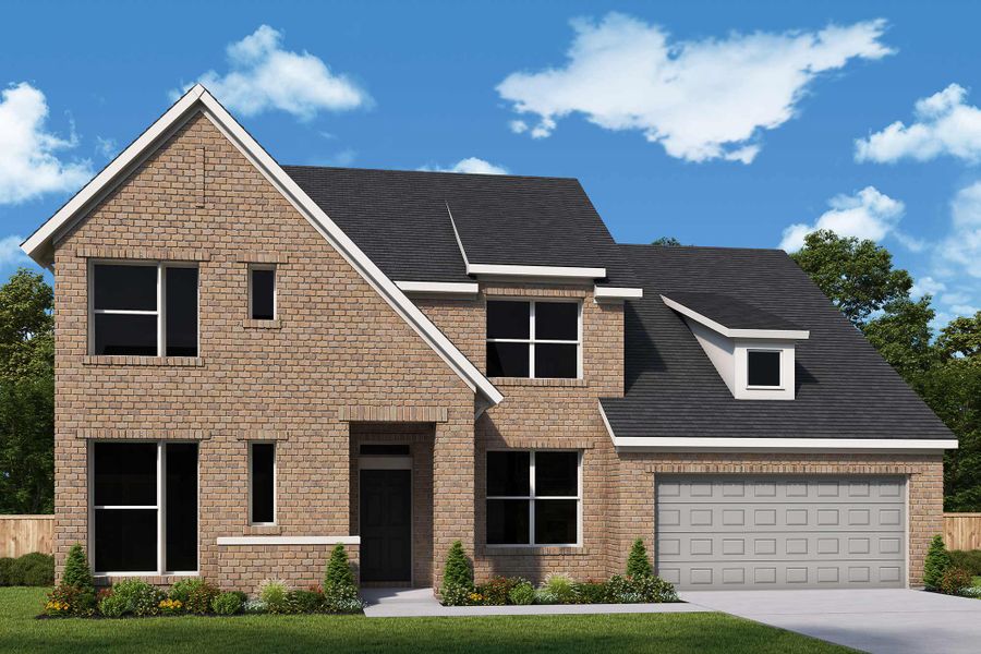 Representative exterior photo of a completed home built from the The Beckton by David Weekley Homes in Sundance Cove Lakeside, Crosby, TX (Image 14).