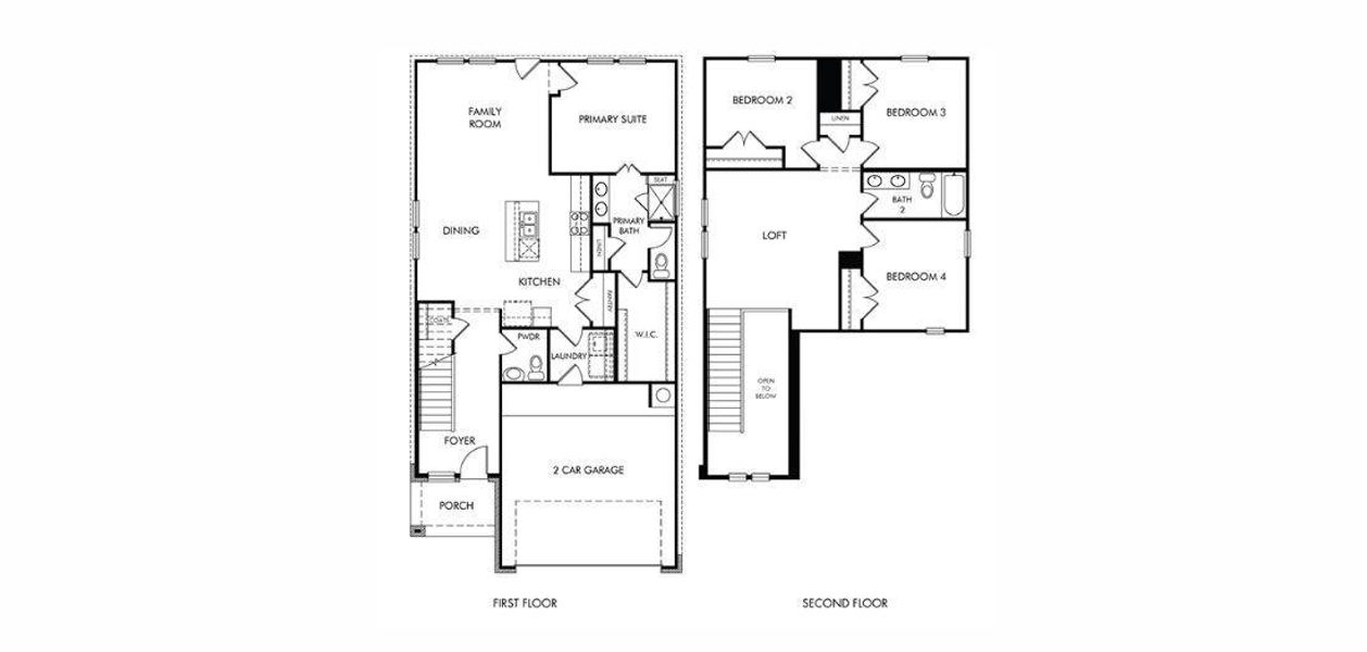 2D floor plan layout of this home in Sundance Cove - Traditional Series, Crosby, TX (Image 2).