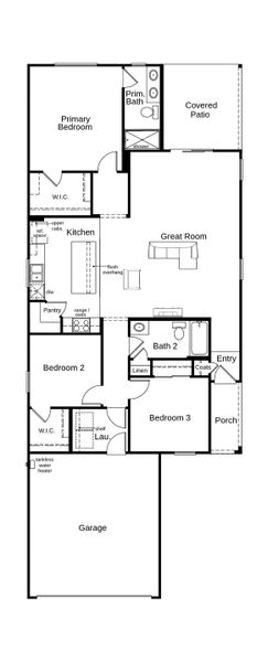 2D floor plan layout of this home in Wildflower Reserve, Tucson, AZ (Image 2).