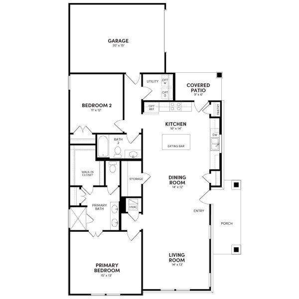 2D floor plan layout of this home in Urban Courtyard Homes at Easton Park, Austin, TX (Image 3).