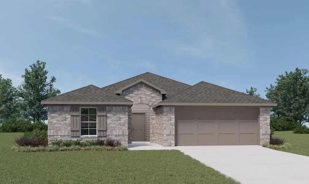 Front exterior of a new home in Tamarron, Fulshear, TX, highlighting curb appeal (Image 1). Front exterior of a new home in Tamarron, Fulshear, TX, highlighting curb appeal (Image 1).