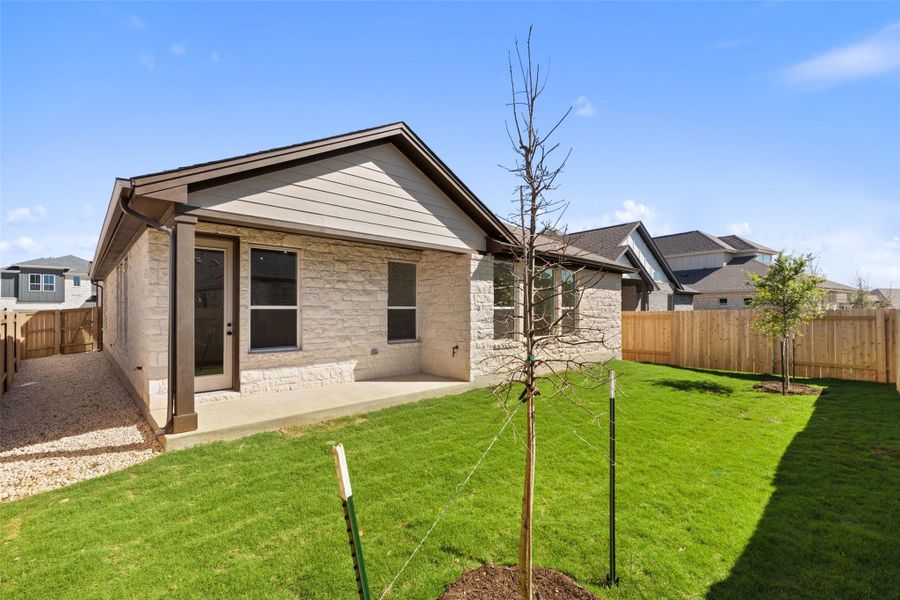 Exterior details and patio area of a home in Persimmon, Buda (Image 3).