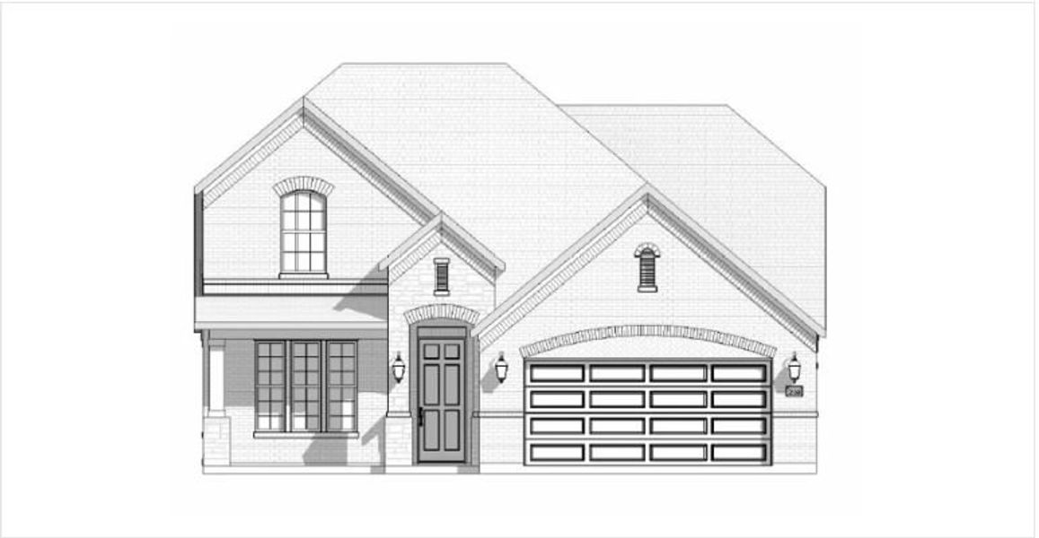 Front exterior of a new home in Honeysuckle Ranch, Springtown, TX, highlighting curb appeal (Image 1).