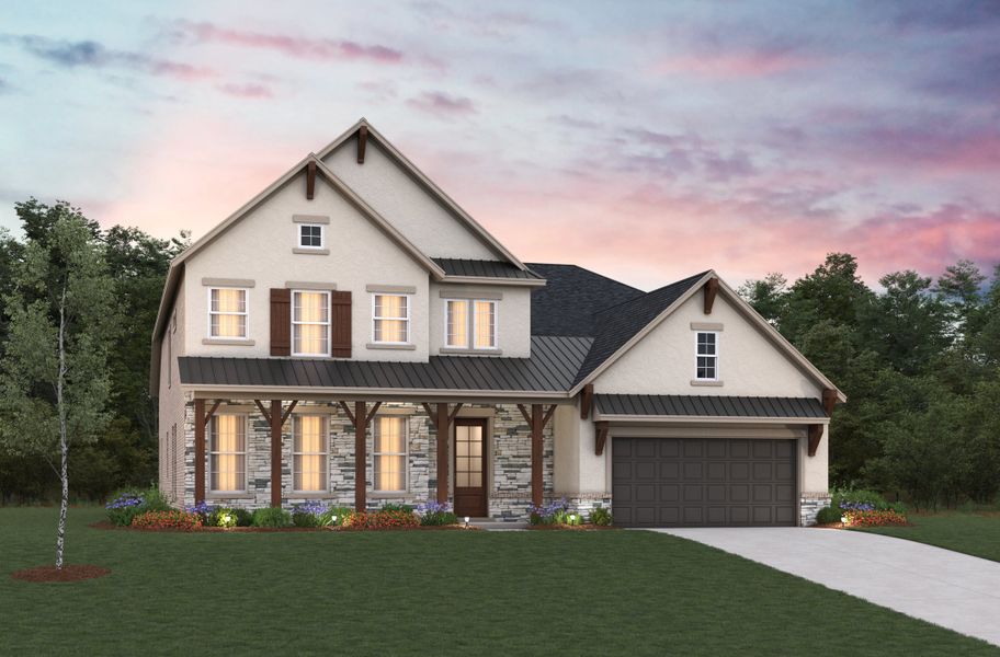 Representative exterior photo of a completed home built from the Bastrop by Beazer Homes in Amira: Hilltop Collection, Tomball, TX (Image 2). Representative exterior photo of a completed home built from the Bastrop by Beazer Homes in Amira: Hilltop Collection, Tomball, TX (Image 2).