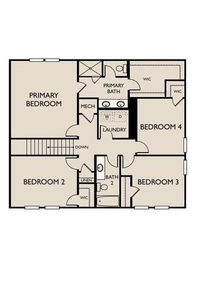 2D floor plan layout of this home in The Pointe at Heron Bay, Locust Grove, GA (Image 4).