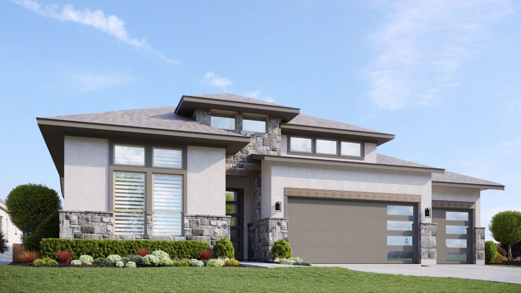 Representative exterior photo of a completed home built from the Vanderbilt by DRB Homes in Hawkes Landing, Leander, TX (Image 5).