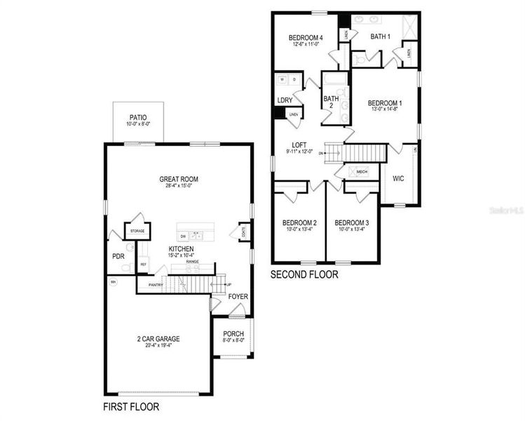 2D floor plan layout of this home in Oakfield Trails, Parrish, FL (Image 4). 2D floor plan layout of this home in Oakfield Trails, Parrish, FL (Image 4).