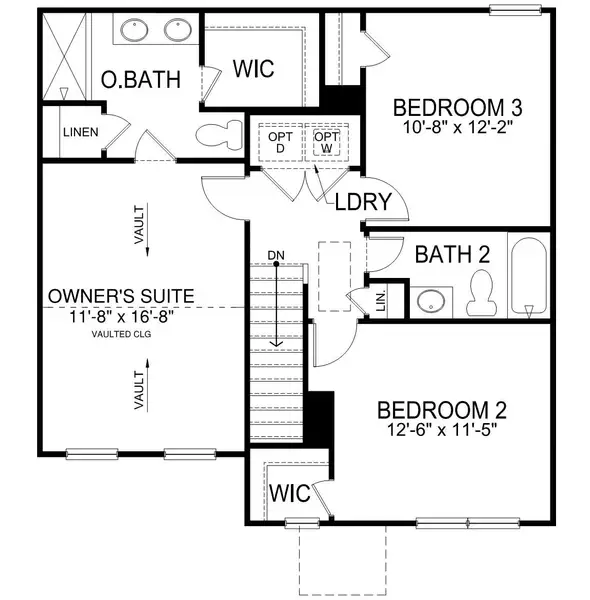 2D floor plan layout for the Rachel by D.R. Horton in Brookside Farms - The Meadows, Greer, SC (Image 4).