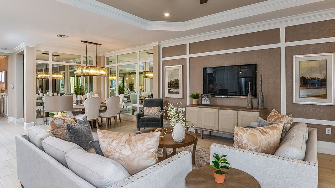 Furnished interior view inside a new home in Esplanade at Wiregrass Ranch, Wesley Chapel (Image 12). Furnished interior view inside a new home in Esplanade at Wiregrass Ranch, Wesley Chapel (Image 12).