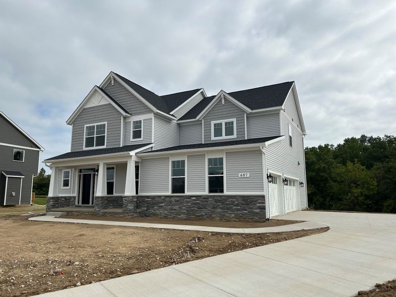 Representative exterior photo of a completed home built from the The Georgetown II Side Entry by Norfolk Homes in Fosdick Glen of Saline, Saline, MI (Image 6).