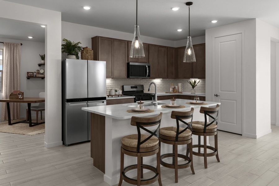 Representative furnished interior of a home built from the 1849 Modeled by KB Home in The Traditions at Teravalis, Buckeye (Image 5).