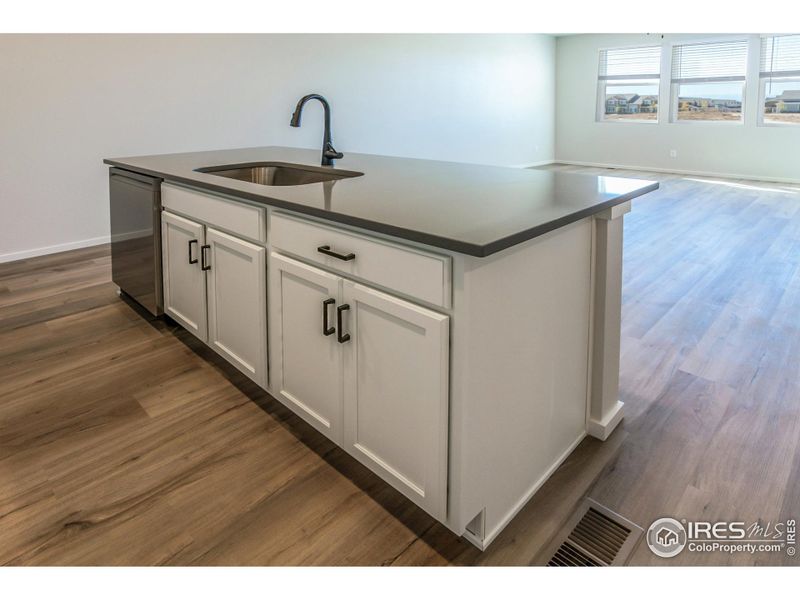 Center island with under mount sink and dishwasher