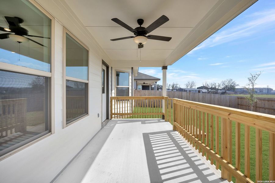 Exterior details and patio area of a home in Meadows at Clear Springs, New Braunfels (Image 24).