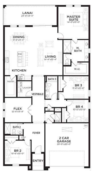 2D floor plan layout for the Mariposa by Casa Fresca Homes in Pasadena Woods, Dade City, FL (Image 3). 2D floor plan layout for the Mariposa by Casa Fresca Homes in Pasadena Woods, Dade City, FL (Image 3).