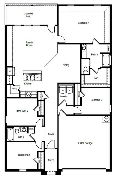 2D floor plan layout for the Justin by D.R. Horton in Rock Creek West, Fort Worth, TX (Image 5).