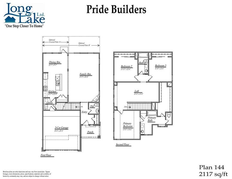 Plan 144 features 3 bedrooms, 2 full baths, 1 half bath and over 2,100 square feet of living space.