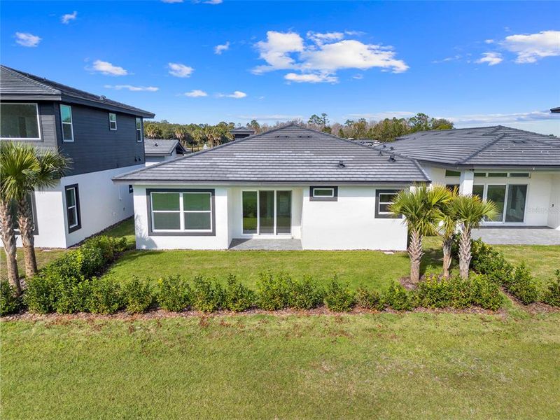 Exterior details and patio area of a home in Hampton Green at Providence, Davenport (Image 25).