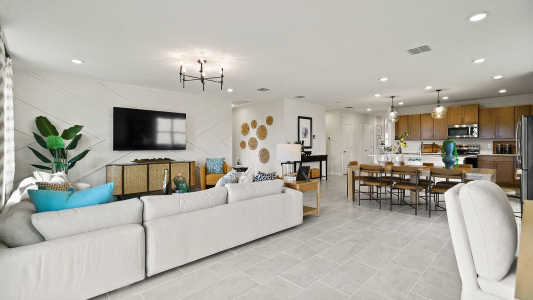 Castaway Model Home Living Area, new home plan available at Liberty Trace in Haines City, fl