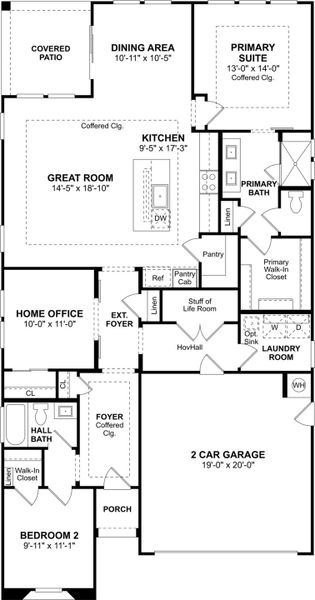 2D floor plan layout for the Bernstein by K. Hovnanian® Homes in K. Hovnanian’s® Four Seasons at Victory at Verrado Cottages, Buckeye, AZ (Image 5).
