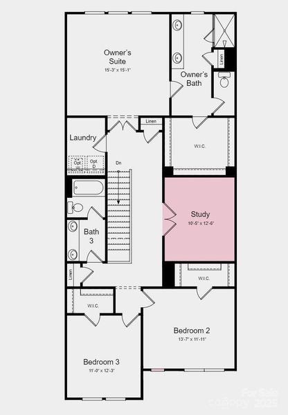 Second Floor Plan - Structural options added include: gourmet kitchen and study