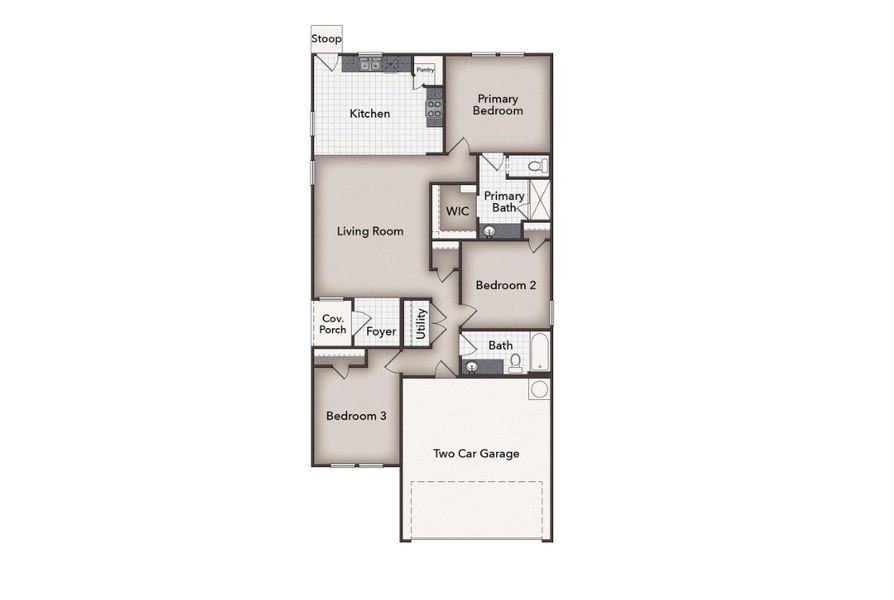 2D floor plan layout for the Applewhite Meadows 1306 by Brohn Homes in Applewhite Meadows, San Antonio, TX (Image 3). 2D floor plan layout for the Applewhite Meadows 1306 by Brohn Homes in Applewhite Meadows, San Antonio, TX (Image 3).