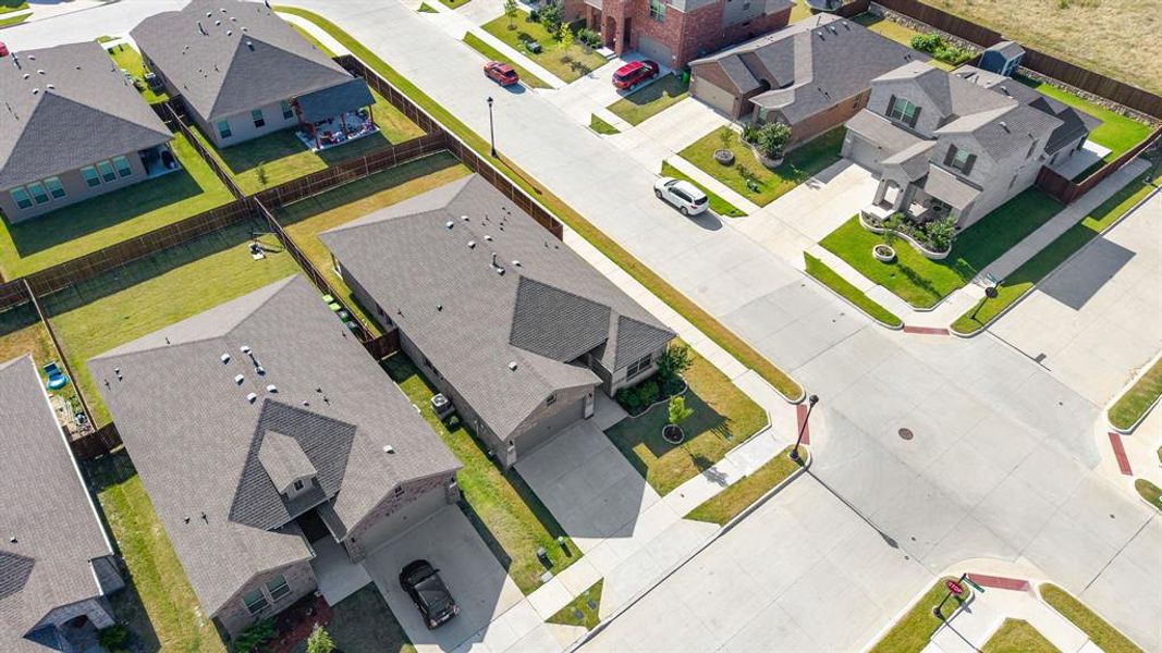 Aerial perspective of suburban area