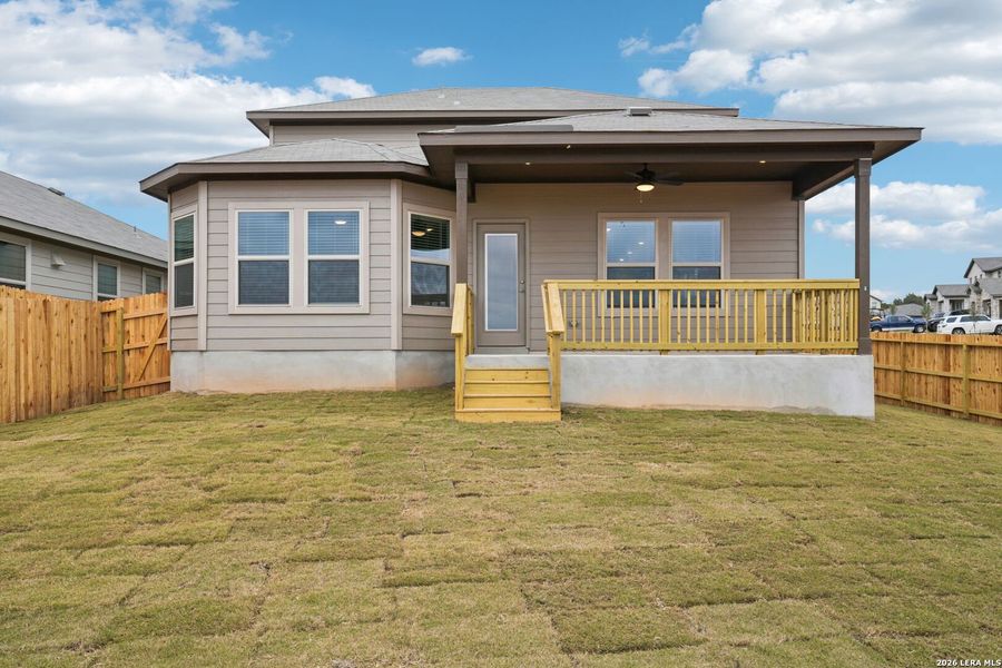 Exterior details and patio area of a home in Lark Canyon, New Braunfels (Image 22).