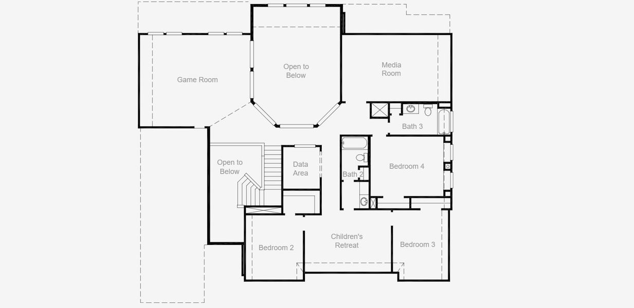 2D floor plan layout for the St. Charles II by Coventry Homes in 6 Creeks, Kyle, TX (Image 4).