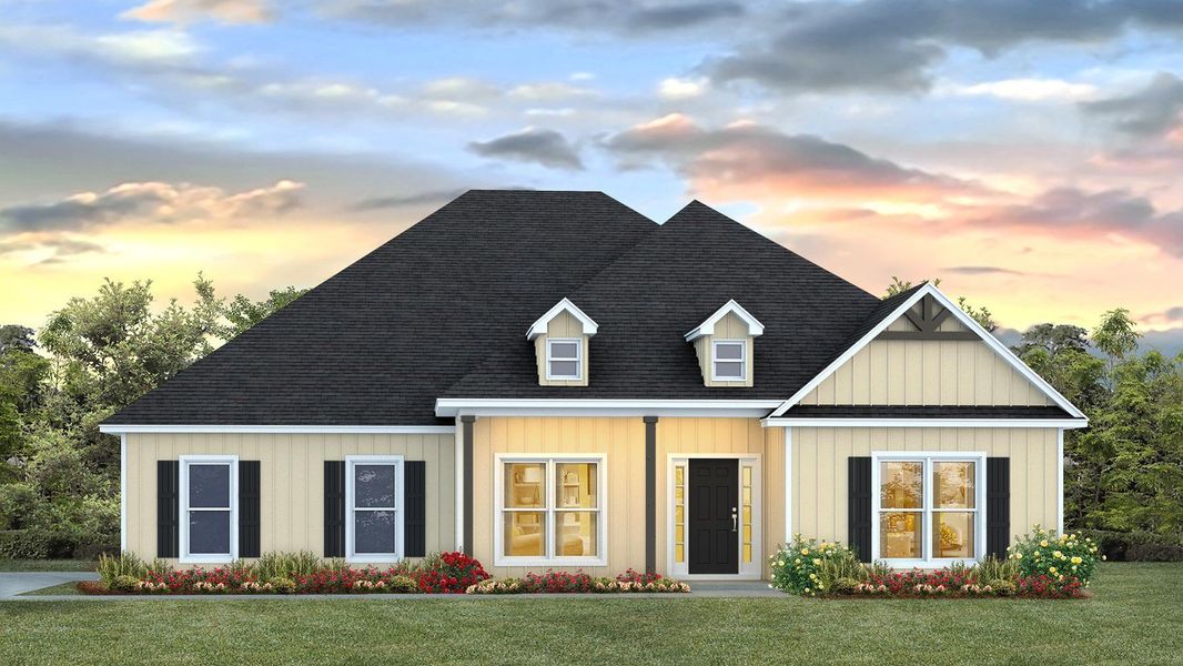 Representative exterior photo of a completed home built from the The McKenzie by D.R. Horton in Pine Dove Estates, Tallahassee, FL (Image 1). Representative exterior photo of a completed home built from the The McKenzie by D.R. Horton in Pine Dove Estates, Tallahassee, FL (Image 1).