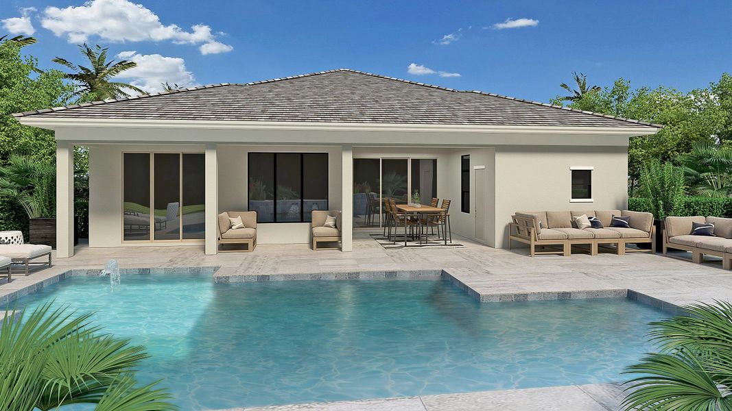 2D floor plan layout for the Madrona by GHO Homes in Tesoro Club, Port St. Lucie, FL (Image 134).