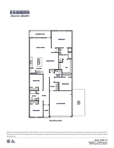 2D floor plan layout of this home in Cypress Green, Hockley, TX (Image 3).