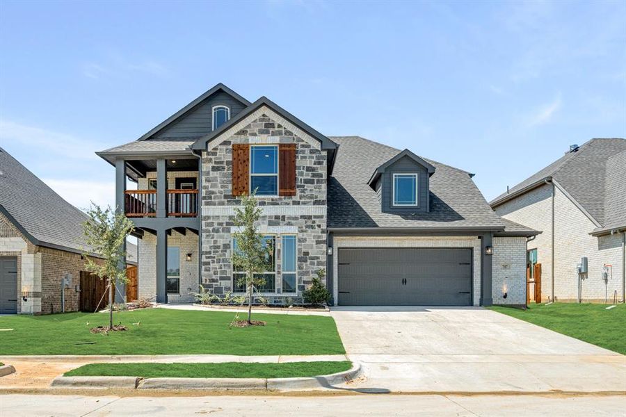 Front exterior of a new home in Mockingbird Hills 60-65, Joshua, TX, highlighting curb appeal (Image 25).