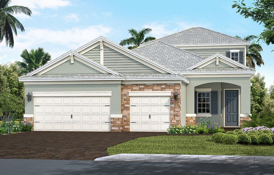 Representative exterior photo of a completed home built from the Sea Mist by Neal Communities in Verandah, Fort Myers, FL (Image 2). Representative exterior photo of a completed home built from the Sea Mist by Neal Communities in Verandah, Fort Myers, FL (Image 2).